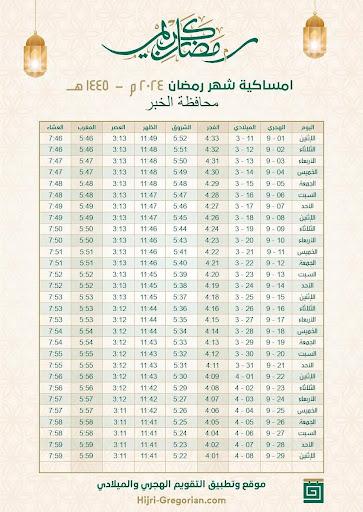 ،تحميل امساكية رمضان في السعودية 1445- 2024