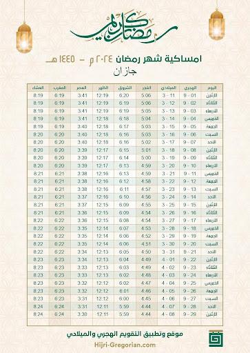 ، امساكية رمضان في السعودية 1445- 2024